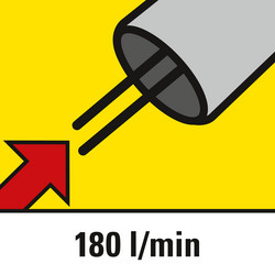 Indsugningskapacitet 180 l/min.